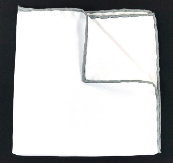 Gri Kenarlı Düz Beyaz Mendil M1466