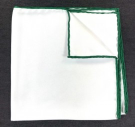Yeşil Kenarlı Düz Beyaz Mendil M1280