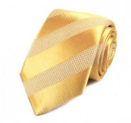 Soft Altın Sarı Çizgili Özel İpek Kravat 21229