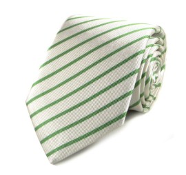Beyaz Yeşil Çizgili Özel İpek Kravat 21925