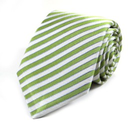 Yeşil Beyaz Çizgili İpek Kravat 23116