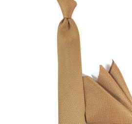 Soft Altın Hardal Sarı Küçük Desenli Düz Sade İnce Kravat  23472