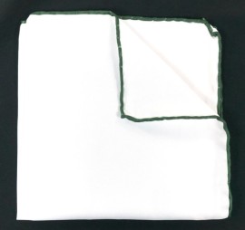 Haki Yeşil Kenarlı Düz Beyaz Mendil M1463