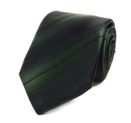 Koyu Haki Yeşil Siyah Çizgili İpek Kravat 24036