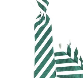 Soft Yeşil Beyaz Çizgili Mendilli Kravat 24917