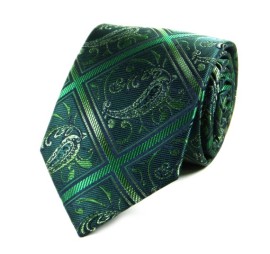 Yeşil Şal Desenli Modern Ekoseli Kravat 25558