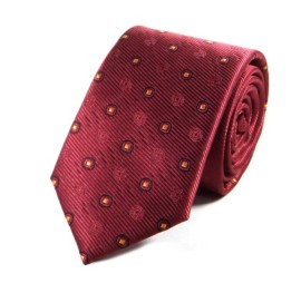 Bordo Sarı Küçük Desenli Orta İnce Kravat 28683