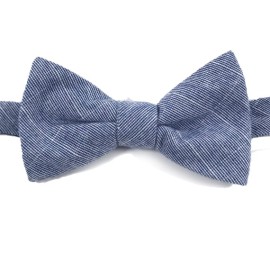 Soft Lacivert Beyaz Ekoseli Keten Papyon P364