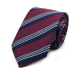 Bordo Lacivert Beyaz Çizgili Kravat 31078