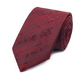 Bordo Gri Siyah Çizgili Çiçek Desenli Kravat 31231