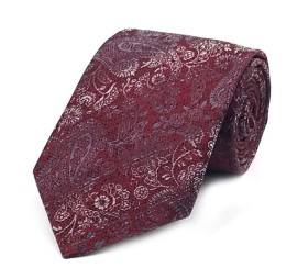 Bordo Gri Siyah Silüet Özel Desenli Kravat 31237