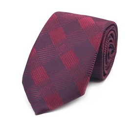 Bordo Lacivert Kare Desenli Kravat 31292