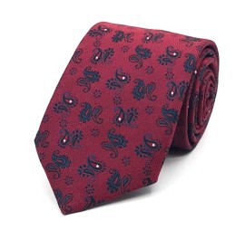 Bordo Lacivert Beyaz Şal Desenli Kravat 31305