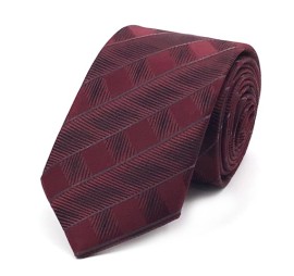 Bordo Gri Siyah Özel Çizgi Kareli Kravat 31383