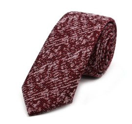 Bordo Beyaz Melanj Desenli İnce Kravat 31562