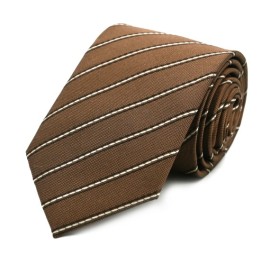 Kahve Krem Çizgili Kravat 31591