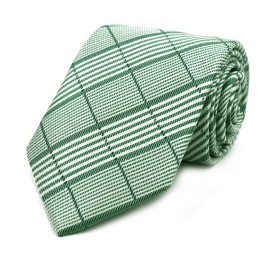 Soft Mint Rengi Beyaz Özel Dokuma Ekose Kareli Kravat 31630