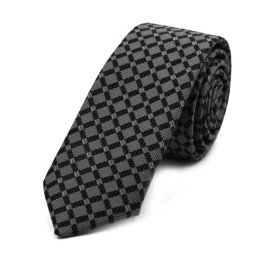 Gri Siyah Kareli İnce Kravat 31654