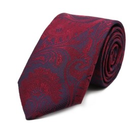 Bordo Lacivert Şal Desenli Kravat 31713