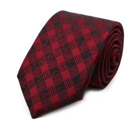 Bordo Siyah Kare Desenli Kravat 31797