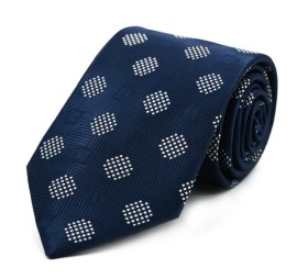 Lacivert Beyaz Özel Dokuma Puantiye Desenli Kravat 31940
