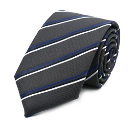 Gri Mavi Beyaz Çizgili Orta İnce Kravat 31961