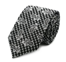 Siyah Gri Şal Desenli Orta İnce Kravat 31963