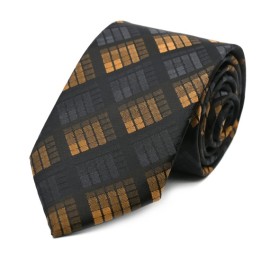 Siyah Kahve Kare Desenli Kravat 31965
