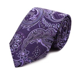 Lila Mor Özel Dokuma Özel Şal Desenli Kravat 32019