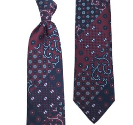 Bordo Mavi Lacivert Özel Dokuma Özel Desenli Kravat 32022