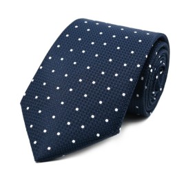 Lacivert Beyaz Noktalı Geniş Kravat 32025
