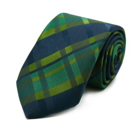 Yeşil Lacivert Haki Ekoseli Kravat 32049