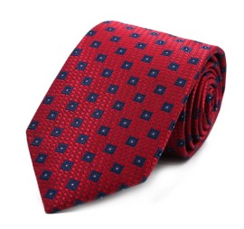 Koyu Kırmızı Lacivert Özel Dokuma Küçük Desenli Kravat 32057
