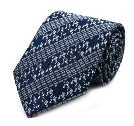 Soft Lacivert Gri Beyaz Özel Dokuma Özel Çizgili Kravat 32061