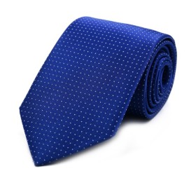 Saks Mavi Beyaz Özel Dokuma Küçük Noktalı Kravat 32068