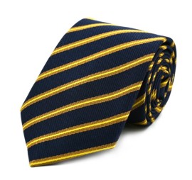 Koyu Lacivert Hardal Sarı Çizgili Kravat 32073