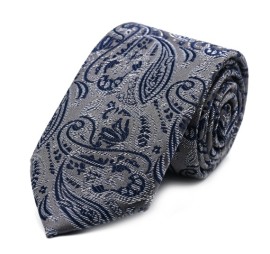 Gri Lacivert Şal Desenli Kravat 32074