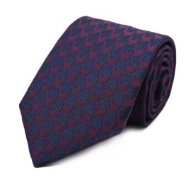 Bordo Mürdüm Lacivert Özel Dokuma Kaz Ayağı Desenli Kravat 32075