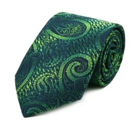 Yeşil Lacivert Şal Desenli Kravat 32080