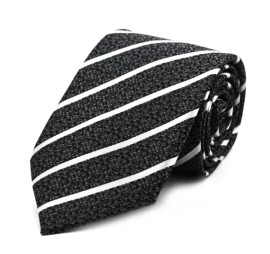 Siyah Grili Beyaz Çizgili Kravat 32081