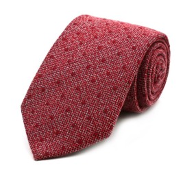 Soft Kırmızı Kırçıllı Noktalı Yün İpek Kravat 32106