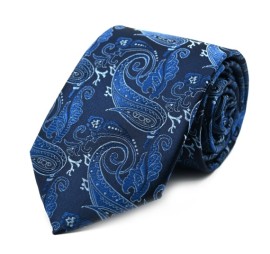 Mavi Lacivert Şal Desenli Kravat 32113