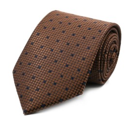 Kahve Lacivert Noktalı Geniş Kravat 32118