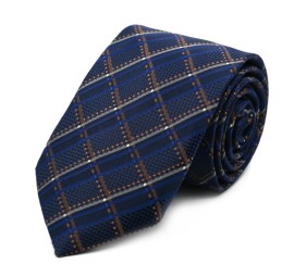 Gece Mavisi Kahve Lacivert Ekose Kareli Kravat 32121