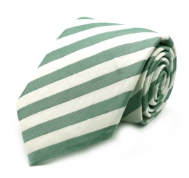 Soft Yeşil Beyaz Çizgili Özel İpek Kravat 32124