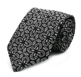 Siyah Beyaz Özel Desenli Kravat 32083