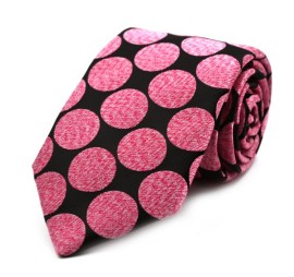 Kırmızı Siyah Özel Dokuma Puantiyeli Kravat 32086