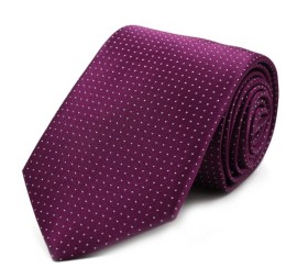 Mor Beyaz Özel Dokuma Küçük Noktalı Kravat 32101