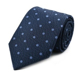 Soft Lacivert İndigo Mavi Özel Dokuma Puantiyeli Kravat 32145