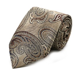 Bej Kahve Şal Desenli Kravat 32135